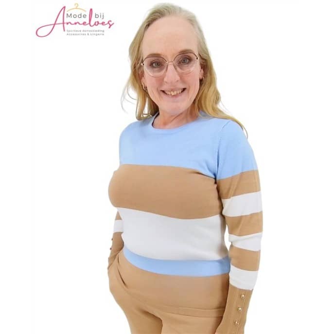 Z Micha Pullover colorblock Blue Latte ecru Z Micha Pullover colorblock Blue Latte ecru